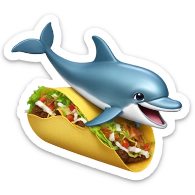 Dolphin riding a taco sticker