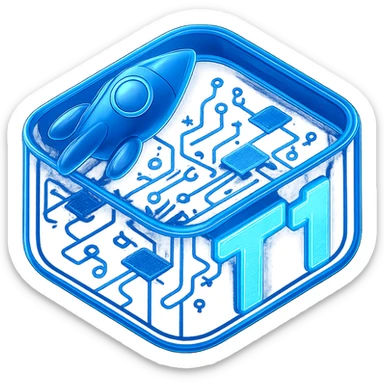 Make the T1 text much larger, keep the space theme, and make the background transparent. sticker