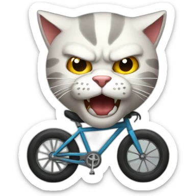 angry cat on cycle sticker