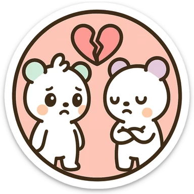 little alchemy style icon
subject: divorce
border: medium-black
shape: round, circular
background: white
style: full color fill with medium black outlining sticker