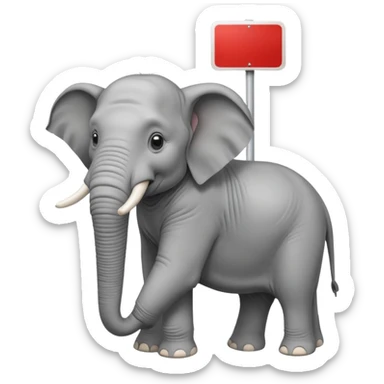 Ein Elefant mit einem kleinen Werbeplakat auf dem Rücken. sticker