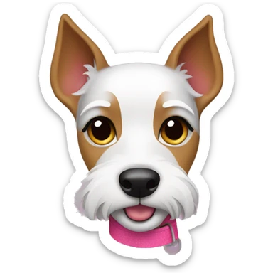  AI generated sticker of a mini fox terrier pink collar, inspired by the style of “Lady and the Tramp.” White outline around it sticker