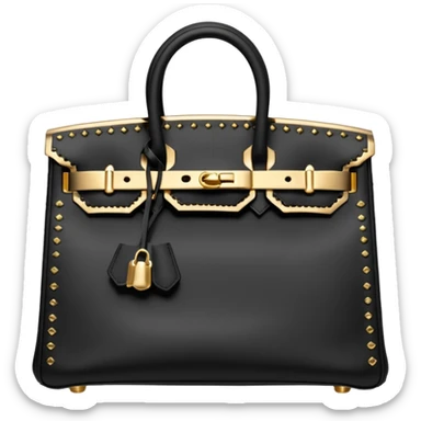 balck birkin with gold stitching bag sticker