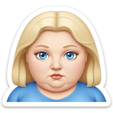 Obese white woman with blue eyes sticker