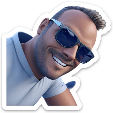 smiling bald man in sunglasses sticker