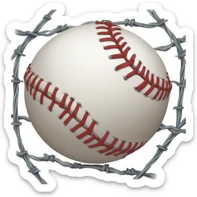 baseball with barbed wire sticker