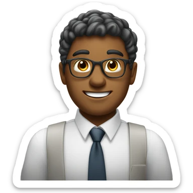 young office worker in govenment, shows an idea/brilliant, smile hapily sticker