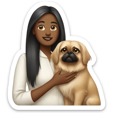 Women with Pekingese sticker