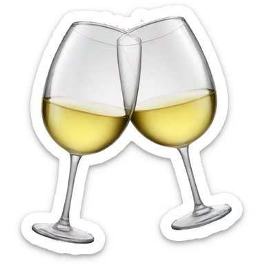 2 white wine glasses cheers sticker