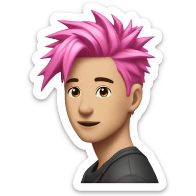 Gorpcore pink short spike hair male sticker