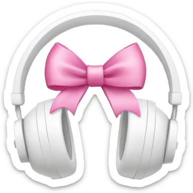 White headphones with pink bows on the sides sticker