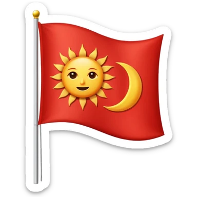 Creat sun and half moon symbol in red flag, flag like 🚩  sticker