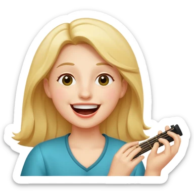 whimsical person joyfully singing larila with musical notes and big smile carefree silly mood sticker