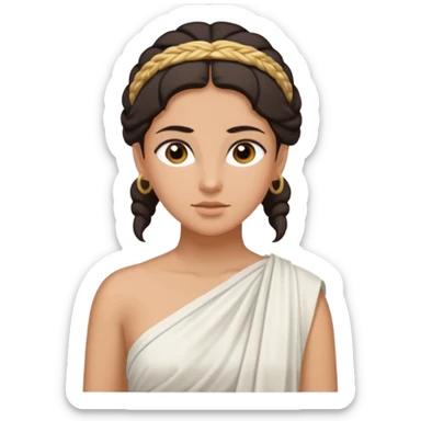 ancient greek woman with dark hair tied back sticker
