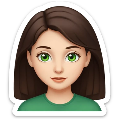 brunette girl with green eyes, cheerful expression sticker