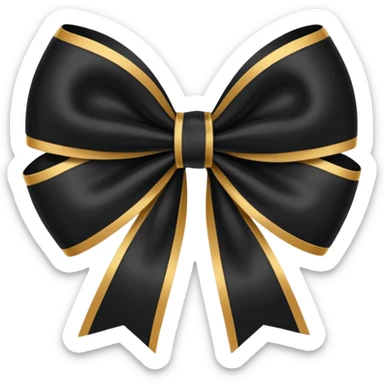 Black bow with golden outer line sticker