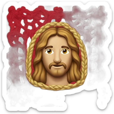 drapeau rouge avec la tete de jesus au milieu sticker