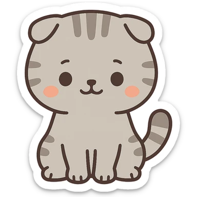 flat toon kawaii scottish fold kitten sitting sticker