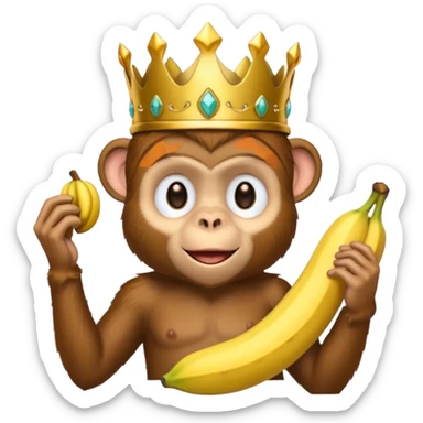 monkey with banana and wearing crown sticker