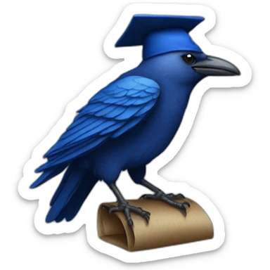 Blue Crow with alumni hat and mantle sticker