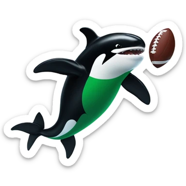 Orca wearing a green football jersey, flexing muscles  sticker