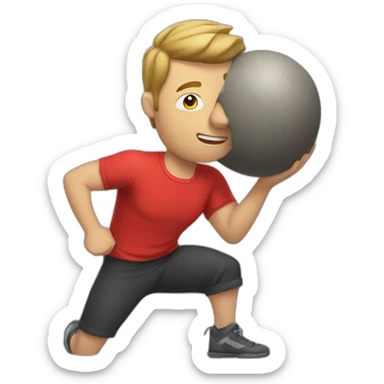 Guy with red shirt doing indoor boulder sticker