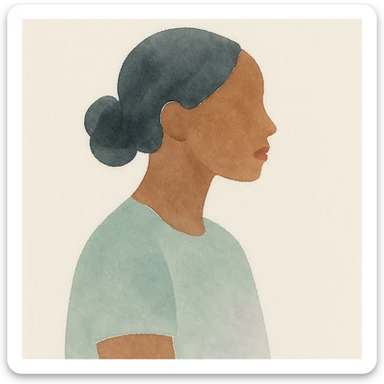 brown woman, watercolor art style sticker