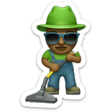 Weed whacker with sunglasses sticker