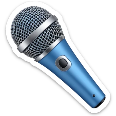 A blue 135 microphone with no details or buttons. Minimalist design, focusing on the simple, clean shape of the microphoneils sticker