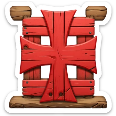 A red scarlet cross sticker