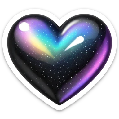 black sparkle heart sticker