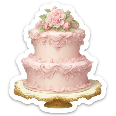 vintage rococo highly detailed pale pink cake sticker