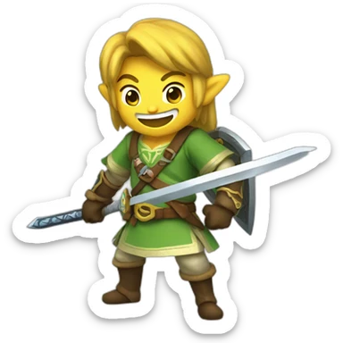 Zelda swordsman laughing sticker