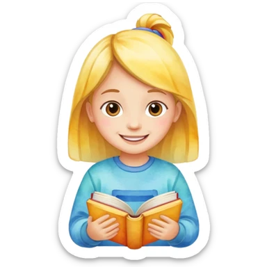 watercolor books and children  sticker