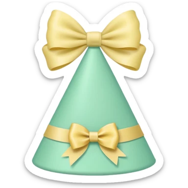 birthday hat with a bow, pastel yellow and mint green colors sticker