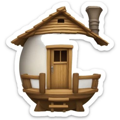 Maison en bois ronde avec flèche sticker