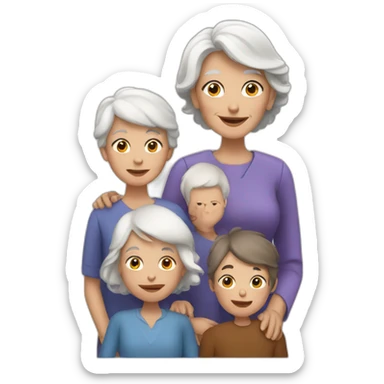 grandmother with white hair and children with brown hair sticker