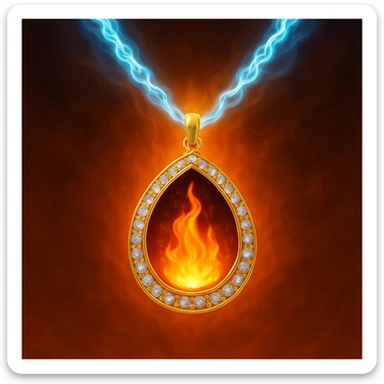 Replace the dark void with a small, powerful flame inside the pendant sticker