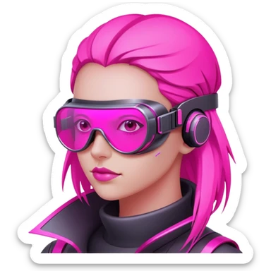 cyberpunk pink protective glasses, neon pink lenses, futuristic welding eyewear sticker