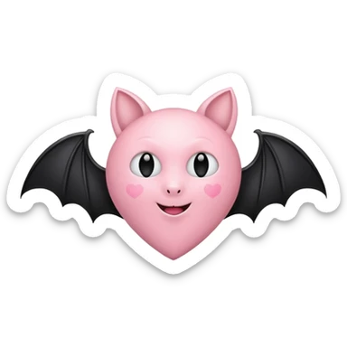 Light pink heart with a black bat sticker