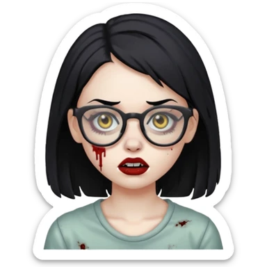 girl zombie with black hair nose piercing with glasses sticker