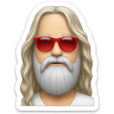 rick rubin with red tinted glasses sticker