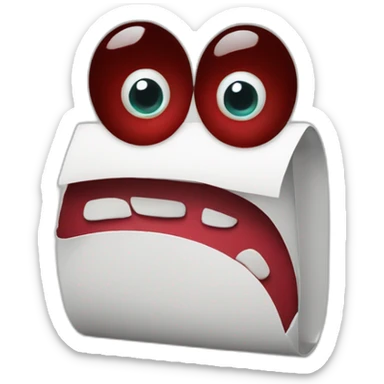 Letter R with eyes and mouth like an Dark red sticker