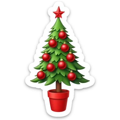 christmas tree with red balls and just the coffe stem down sticker