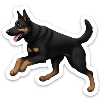 Black german shepherd running sticker