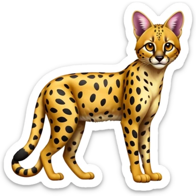 vibrant dark colorful Serval-Ocelot-Cheetah-hybrid, full body sticker