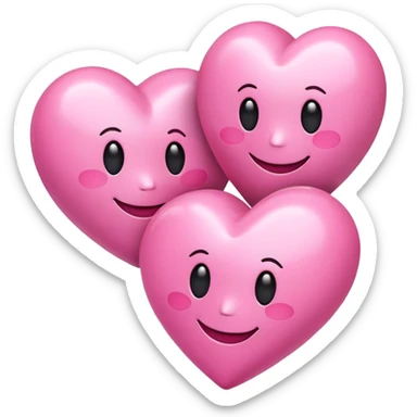 Pink heart with smiley faces sticker