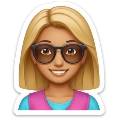 girl with sunglasses above her head sticker