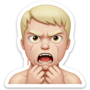 Angry face choking himself sticker