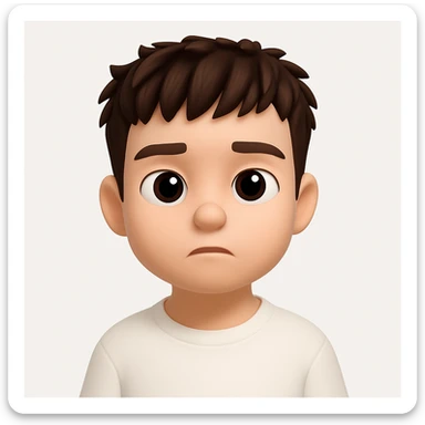 Create a 3D cartoon emoji-style character inspired by the reference image, with a large head, big expressive eyes, smooth skin, and simple features. The character should have a clean, modern design with soft lighting and a white background. Show a neutral or expressive facial emotion. The style should resemble Apple Memoji or Pixar characters, front-facing, high quality, minimalistic. sticker